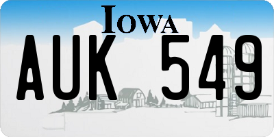 IA license plate AUK549