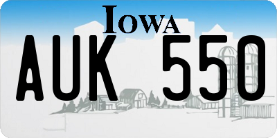 IA license plate AUK550