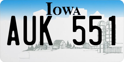 IA license plate AUK551