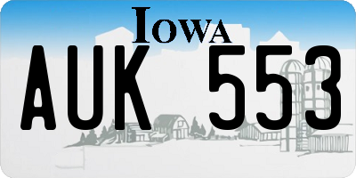 IA license plate AUK553