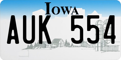 IA license plate AUK554