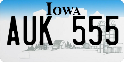 IA license plate AUK555