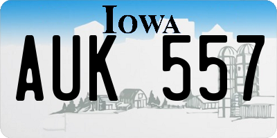 IA license plate AUK557