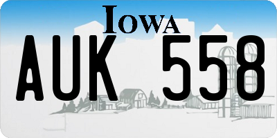IA license plate AUK558