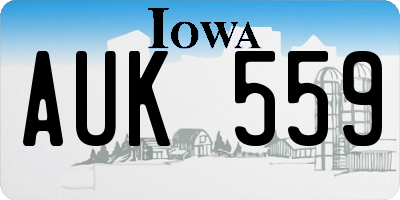IA license plate AUK559