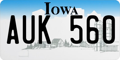IA license plate AUK560