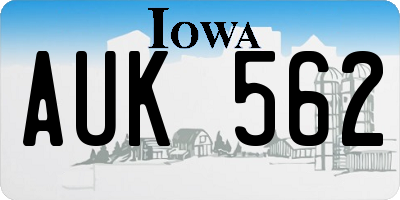 IA license plate AUK562