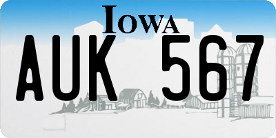 IA license plate AUK567
