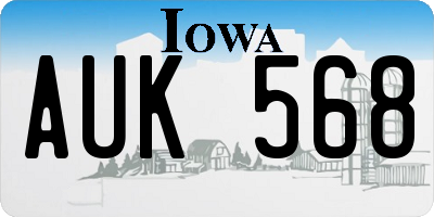 IA license plate AUK568