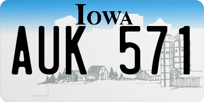 IA license plate AUK571