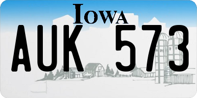 IA license plate AUK573