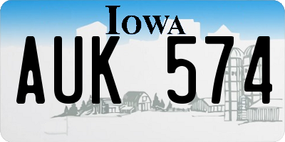 IA license plate AUK574