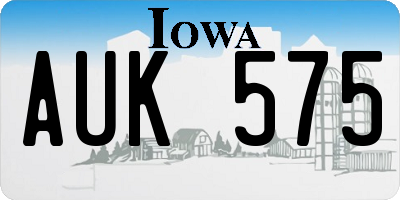IA license plate AUK575