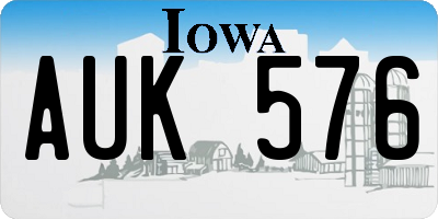 IA license plate AUK576