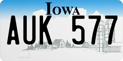IA license plate AUK577