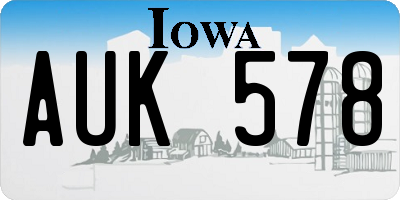 IA license plate AUK578