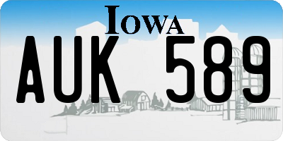 IA license plate AUK589