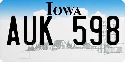 IA license plate AUK598