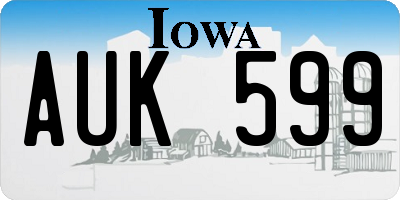 IA license plate AUK599
