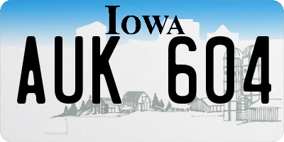 IA license plate AUK604