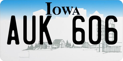 IA license plate AUK606