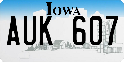 IA license plate AUK607