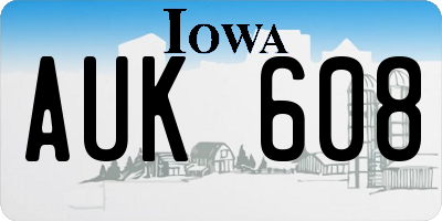 IA license plate AUK608