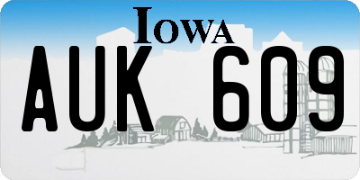 IA license plate AUK609
