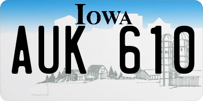 IA license plate AUK610