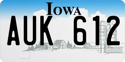 IA license plate AUK612