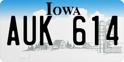 IA license plate AUK614