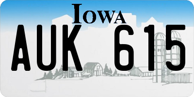 IA license plate AUK615