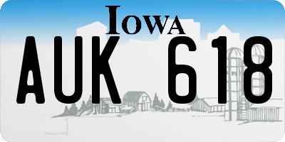 IA license plate AUK618
