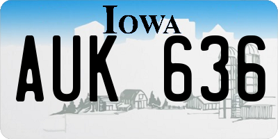 IA license plate AUK636