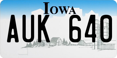 IA license plate AUK640