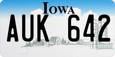 IA license plate AUK642