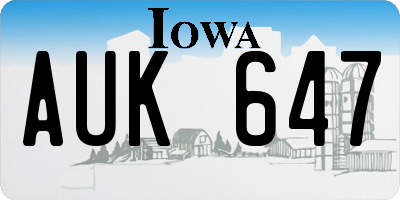 IA license plate AUK647