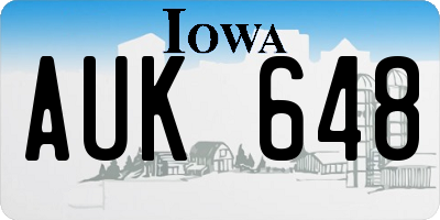 IA license plate AUK648