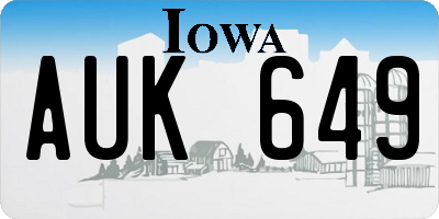 IA license plate AUK649