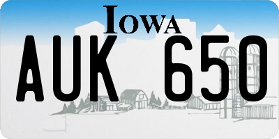 IA license plate AUK650