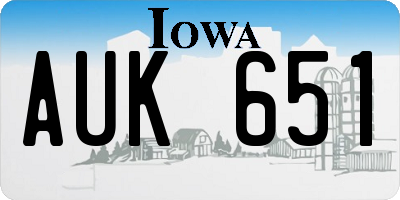 IA license plate AUK651