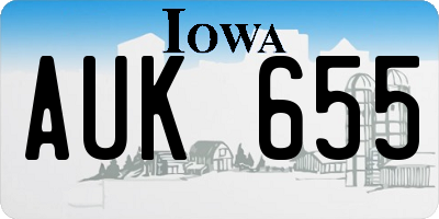 IA license plate AUK655