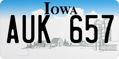 IA license plate AUK657