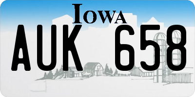 IA license plate AUK658