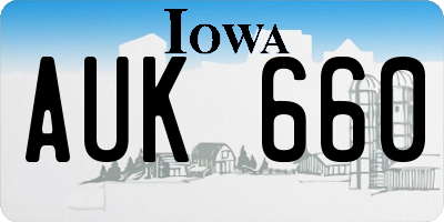 IA license plate AUK660
