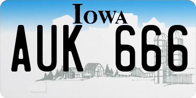 IA license plate AUK666
