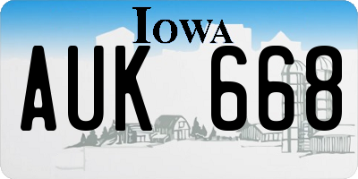 IA license plate AUK668