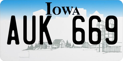 IA license plate AUK669