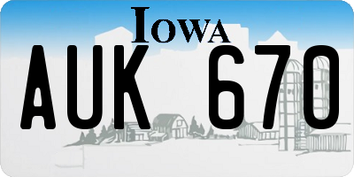 IA license plate AUK670