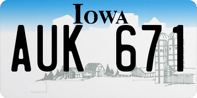 IA license plate AUK671